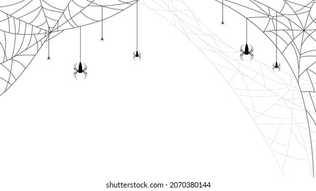 Arañas en la web con fondo blanco. Elemento de diseño de fondo de Halloween. Espeluznante, aterrador vector de decoración de horror