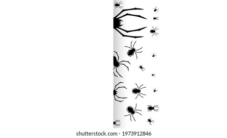 Spiders On White Background With Shadow Halloween Background Design Element. Spooky, Scary Horror Decoration Vector