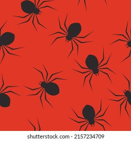 Spiders Seamless pattern. Vector editable seamless pattern or background with spiders