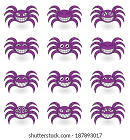 Spiders set on white background