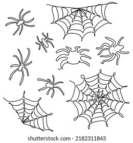 Spiders Spider Webs Halloween Design Elements Stock Vector (Royalty ...