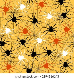 Spiders, vector seamless pattern for Halloween.