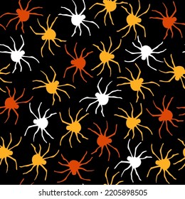 Spiders, vector seamless pattern for Halloween.