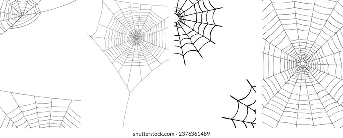 Spiders and web. Background with space for Halloween banner with with spiderweb and spider. Vector illustration.