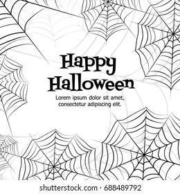 Spider's web. Black and white vector bacground for halloween