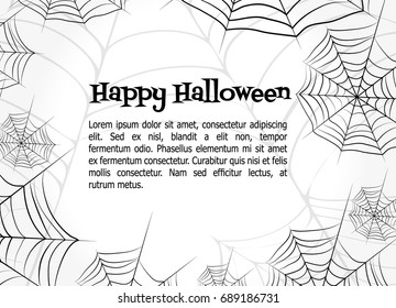 Spider's web. Black and white vector bacground for halloween