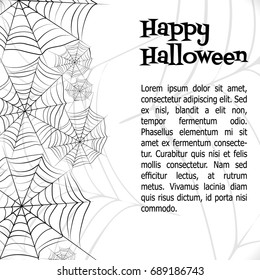 Spider's web. Black and white vector bacground for halloween