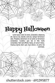 Spider's web. Black and white vector bacground for halloween