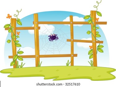 La telaraña de araña con el cielo