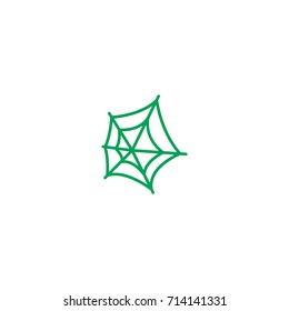 Spider's web flat icon. Single high quality symbol of line halloween vector for web design or mobile app. Color sign of party for design logo. Single pictogram on white background