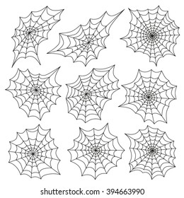 Spider's web icon set. Halloween vector set