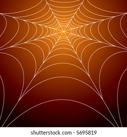 spiders web on a bright orange spooky background
