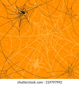 spiders and web over abstract pattern for Halloween background,vector