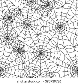 Spider's web seamless background. Halloween vector pattern