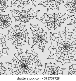 Spider's web seamless background. Halloween vector pattern