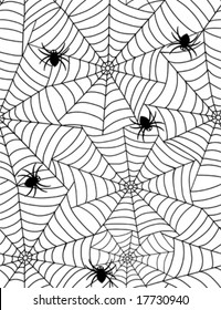 spiders in web - seamless pattern