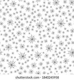 Spider's web. Seamless patterns. Halloween. Freehand drawing. Vector.