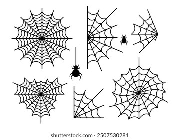 Spinnen Webset Clipart ohne Hintergrund. Halloween Spinnen Netz Dekor Schablone für Aufkleber und Karten.