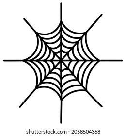 Spider's web. Silhouette. Vector illustration. A sticky victim trap. Intricate network. Hunter's ambush. Thin thread. Halloween symbol. White isolated background. All Saints' Day. Idea for web design.