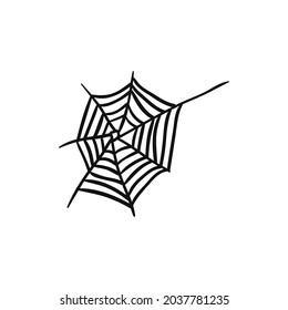 Spider's web vector illustration. Hand drawn doodle spider's web. Halloween decor, sticker, greeting cards, textile.
