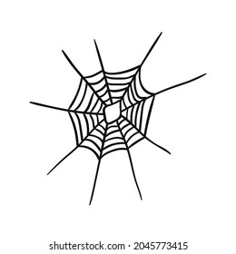 Spider's web vector illustration. Hand drawn doodle spider's web. Halloween decor, sticker, greeting cards, textile.