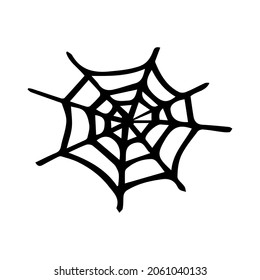 Spider's web vector illustration. Hand drawn doodle spider's web. Halloween decor, sticker, greeting cards, textile.
