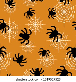 Spiders and webs seamless pattern