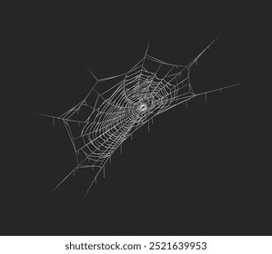 Patrón abstracto de telaraña en el espacio oscuro icono de Vector realista. Ilustración del objeto 3d del elemento de la decoración de Halloween del Web arácnido sobre fondo negro