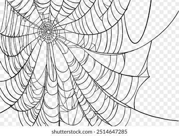 Plano de fundo Spiderweb para festa de Halloween png isolado ou textura transparente, espaço em branco para texto, modelo de elemento para cartaz, brochuras, publicidade on-line, ilustração vetorial 