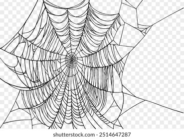 Plano de fundo Spiderweb para festa de Halloween png isolado ou textura transparente, espaço em branco para texto, modelo de elemento para cartaz, brochuras, publicidade on-line, ilustração vetorial 