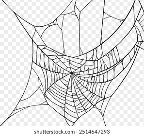 Plano de fundo Spiderweb para festa de Halloween png isolado ou textura transparente, espaço em branco para texto, modelo de elemento para cartaz, brochuras, publicidade on-line, ilustração vetorial 