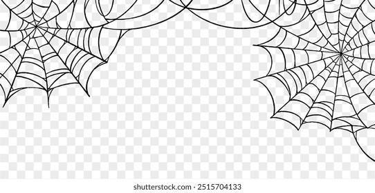 Plano de fundo Spiderweb para festa de Halloween png isolado ou textura transparente, espaço em branco para texto, modelo de elemento para cartaz, brochuras, publicidade on-line, ilustração vetorial 