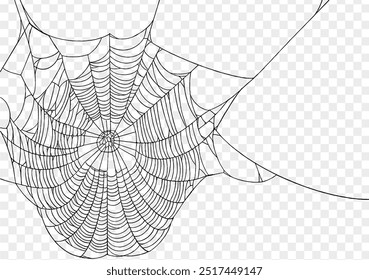 Plano de fundo Spiderweb para festa de Halloween png isolado ou textura transparente, espaço em branco para texto, modelo de elemento para cartaz, brochuras, publicidade on-line, ilustração vetorial 