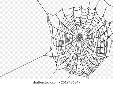 Plano de fundo Spiderweb para festa de Halloween png isolado ou textura transparente, espaço em branco para texto, modelo de elemento para cartaz, brochuras, publicidade on-line, ilustração vetorial 