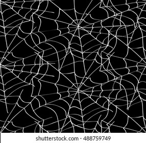 Spiderweb black invert seamless pattern. Monochrome vector illustration. EPS8