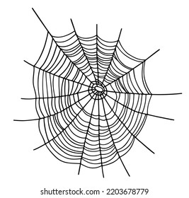 Spiderweb. Black vector spiderweb silhouette isolated on white background. Halloween decor element, for cards and invitations to celebrate Halloween.