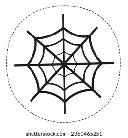 Spiderweb Circle Halloween Sticker Vector.