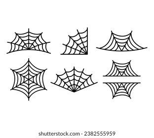 spiderweb cobweb design vector icon element black white drawing illustration collections isolated set