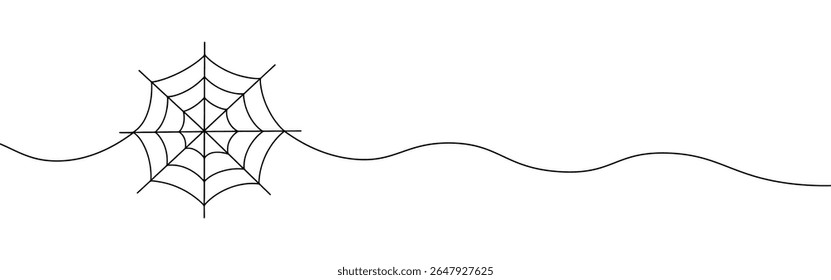 Spiderweb continuous one line drawing. Cobweb in line style. Vector illustration.