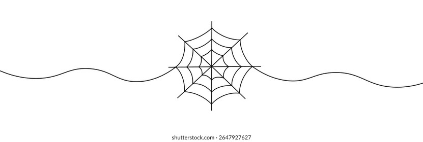Teia de aranha contínua um desenho de linha. Cobweb em estilo de linha. Ilustração vetorial.