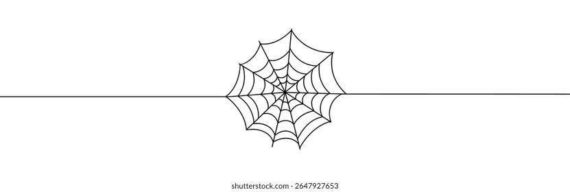 Spiderweb continuous one line drawing. Cobweb in line style. Vector illustration.