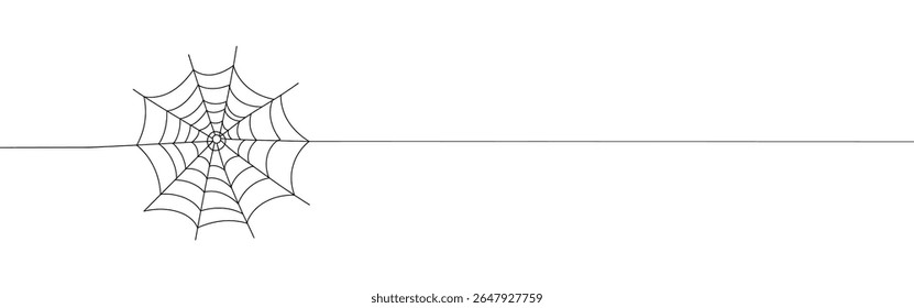 Teia de aranha contínua um desenho de linha. Cobweb em estilo de linha. Ilustração vetorial.