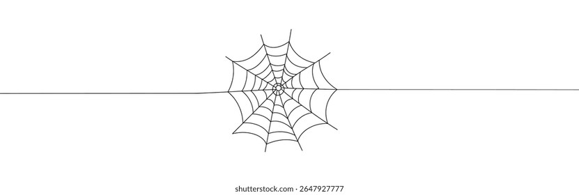 Teia de aranha contínua um desenho de linha. Cobweb em estilo de linha. Ilustração vetorial.