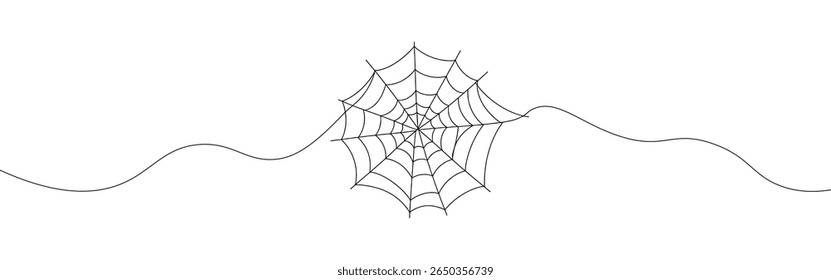 Teia de aranha contínua um desenho de linha. Cobweb em estilo de linha. Ilustração vetorial.