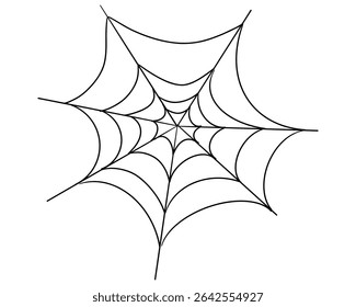 Spiderweb corner line border, gothic scary hanging net frame. Simple spooky halloween decoration. Cobweb spider trap.