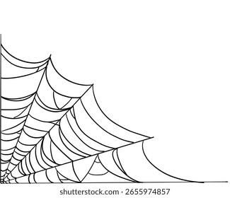 Limite de linha de canto de teia de aranha, quadro de rede pendurado assustador gótico. Simples decoração assustadora de halloween. Armadilha de teia de cobra.