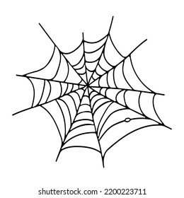 Spiderweb doodle outline Vector Illustration for Halloween design