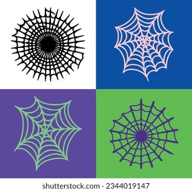 Spiderweb gossamer cobweb hand drawn on white background vector illustration.