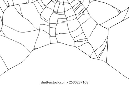 Spiderweb Halloween Frame design for Autumn decorations, hand drawn Vector illustration on white Background with copy space