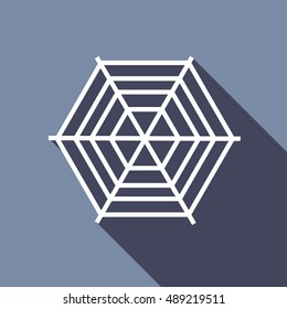 Spiderweb icon in flat style isolated with long shadow vector illustration